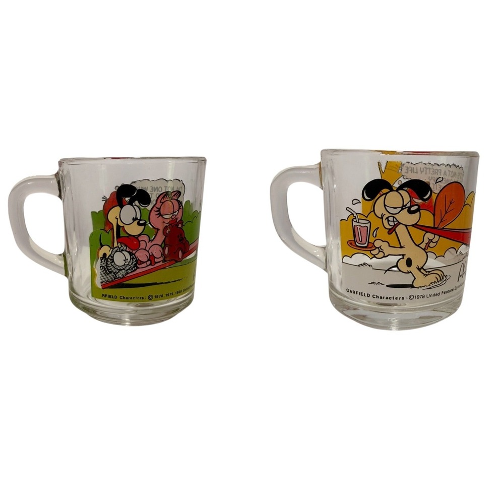 Vintage 1978 Garfield Glass Mug Its Not A Pretty Life Hammock Odie McDonalds